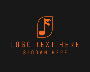 Orange - Flaming Music Note logo design