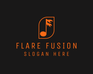 Flaming Music Note logo design