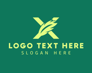 Feather - Leaf Business Letter X logo design