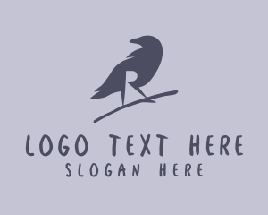 Birdwatching - Black Crow Letter R logo design