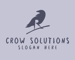 Crow - Black Crow Letter R logo design