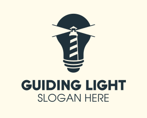 Lighthouse Bulb Illumination logo design