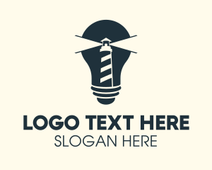 Fluorescent - Lighthouse Bulb Illumination logo design