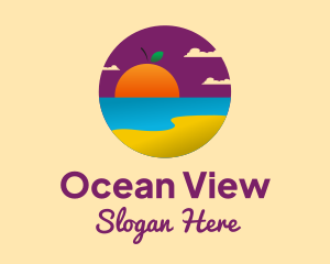 Orange Sunset Beach  logo design