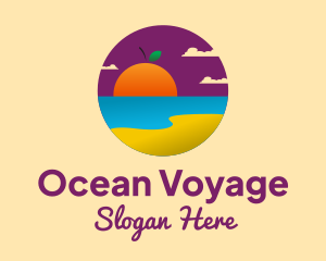 Orange Sunset Beach  logo design