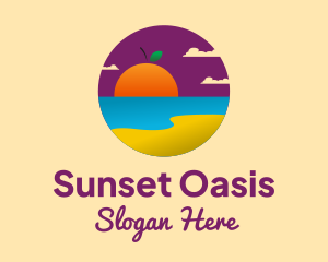 Orange Sunset Beach  logo design