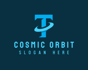 Orbit - Blue Letter T Orbit logo design