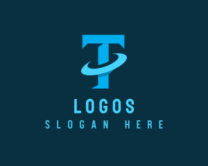 Organization - Blue Letter T Orbit logo design