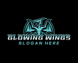 Pterodactyl Dinosaur Wings logo design