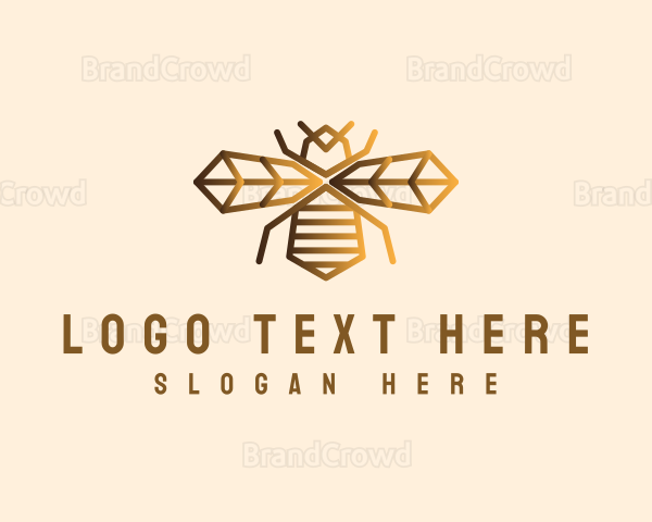 Golden Bee Insect Logo