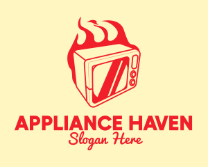 Red Burning Microwave  logo design