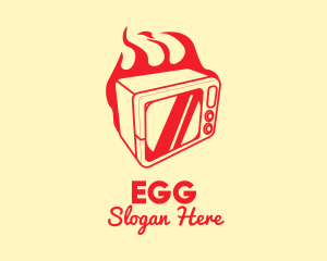 Food Stand - Red Burning Microwave logo design