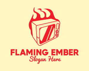 Burning - Red Burning Microwave logo design