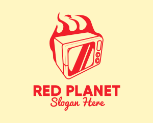 Red Burning Microwave  logo design