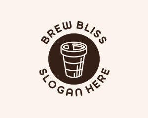 Brew - Stroke Coffee Cup logo design