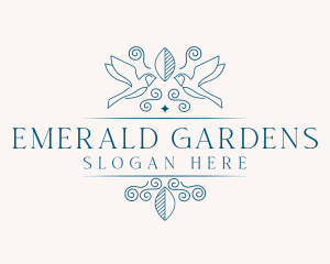 Garden Bird Swirl logo design