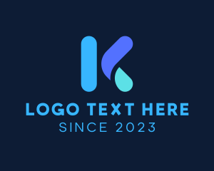 Futuristic - Digital Server Letter K logo design