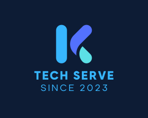 Server - Digital Server Letter K logo design