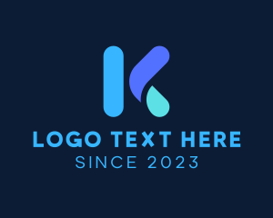 Technology - Digital Server Letter K logo design