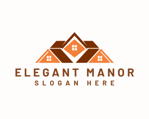 Manor - House Roofing Construction logo design