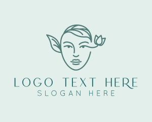 Linear - Leaves Flower Woman Face logo design