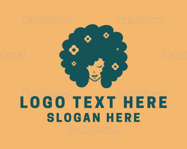 Beautiful Afro Hair Woman Logo