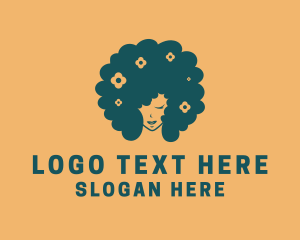 Hairstyling - Beautiful Afro Hair Woman logo design