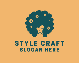 Beautiful Afro Hair Woman  logo design