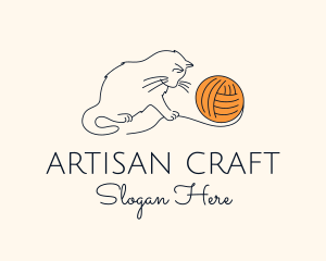 Handicraft - Cat Yarn Thread logo design