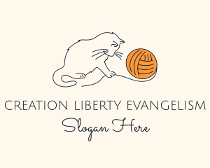 Cat Yarn Thread logo design