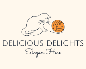 Cat Yarn Thread logo design