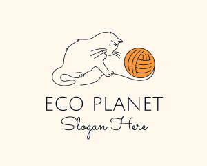 Cat Yarn Thread logo design