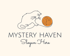 Cat Yarn Thread logo design