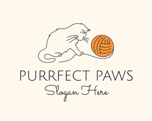 Cat Yarn Thread logo design