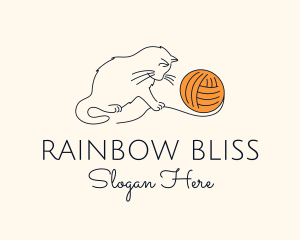 Cat Yarn Thread logo design