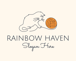 Cat Yarn Thread logo design