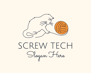 Cat Yarn Thread logo design