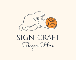 Cat Yarn Thread logo design