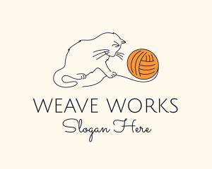 Weave - Cat Yarn Thread logo design