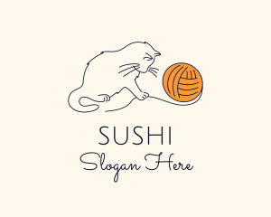 Cat Yarn Thread logo design