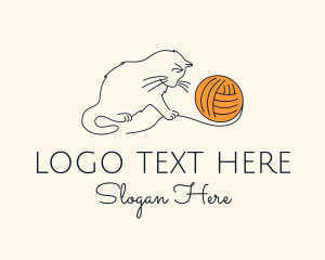 Handcrafted - Cat Yarn Thread logo design