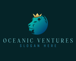 Elegant Crown Lion logo design