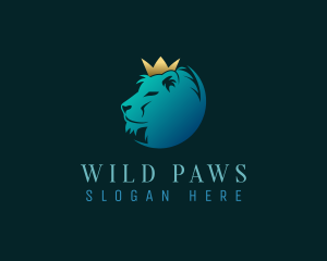 Elegant Crown Lion logo design