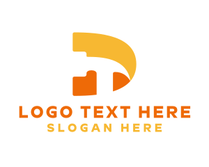 Builder - Orange Hammer Letter D logo design