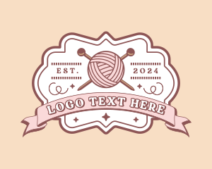 Knitting Needles - Crochet Knitting Yarn logo design