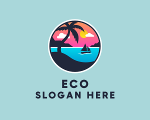 Water Park - Beach Boat Sunset logo design