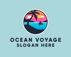 Beach Boat Sunset  logo design