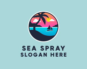 Beach Boat Sunset  logo design