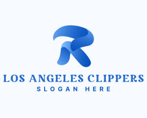 Swirly Blue Ribbon Logo