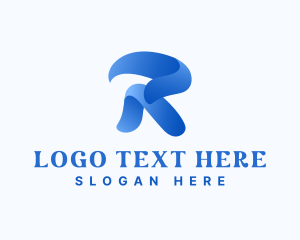Typography - Swirly Blue Ribbon logo design